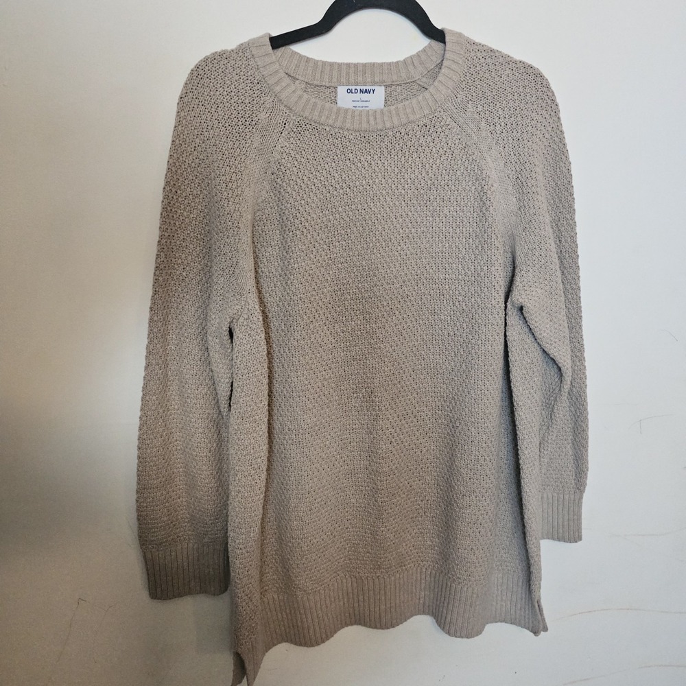 Old Navy Women's Tunic Pullover Large 100% Cotton Light Taupe‎